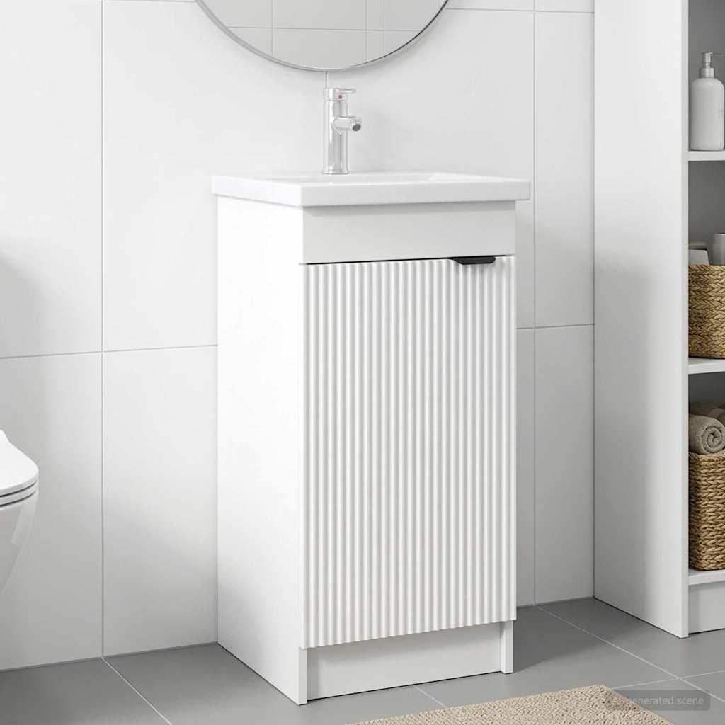vidaXL Καθρέφτης μπάνιου με νιπτήρα Λευκό 42 x 40 x 84,5 εκ