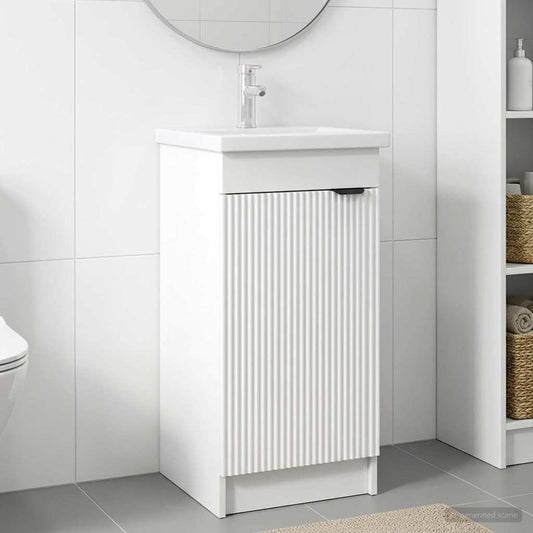 vidaXL Καθρέφτης μπάνιου με νιπτήρα Λευκό 42 x 40 x 84,5 εκ