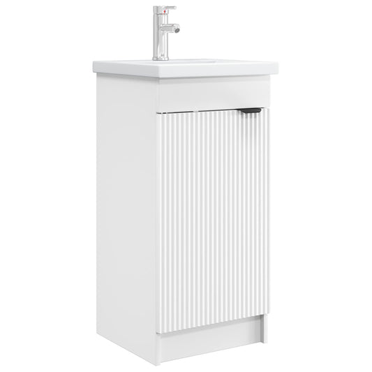 vidaXL Καθρέφτης μπάνιου με νιπτήρα Λευκό 42 x 40 x 84,5 εκ