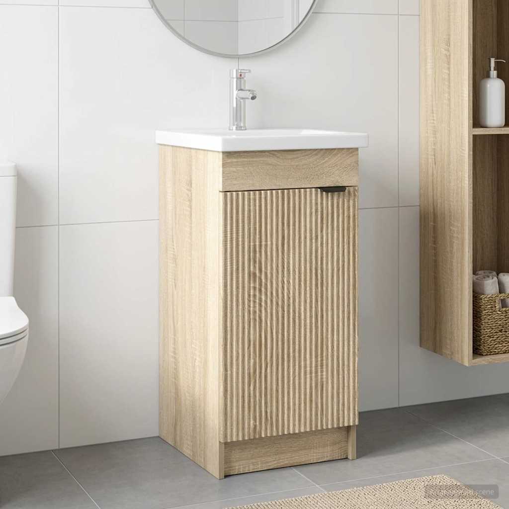 vidaXL Καθρέφτης μπάνιου με νιπτήρα Sonoma Δρυς 42 x 40 x 84,5 εκ