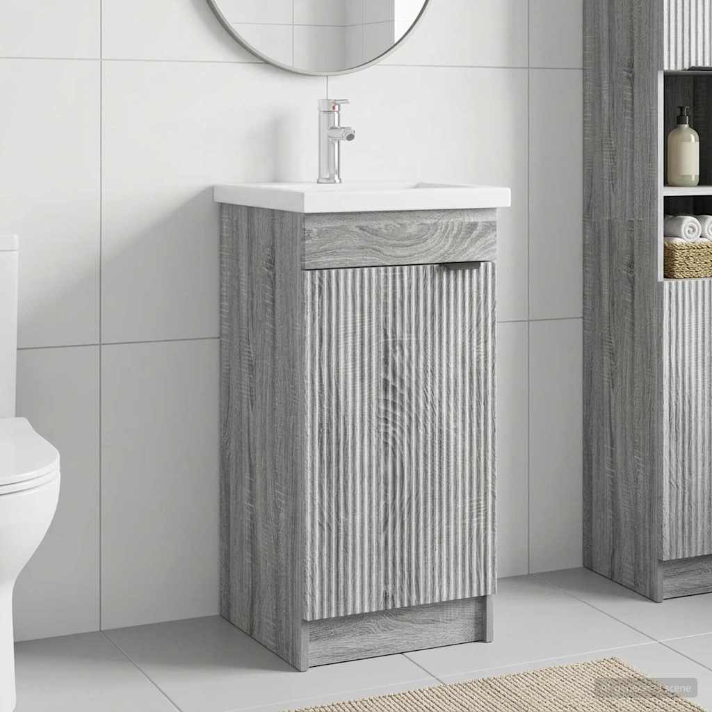 vidaXL Καθρέφτης μπάνιου με νιπτήρα Γκρι Sonoma 42 x 40 x 84,5 εκ