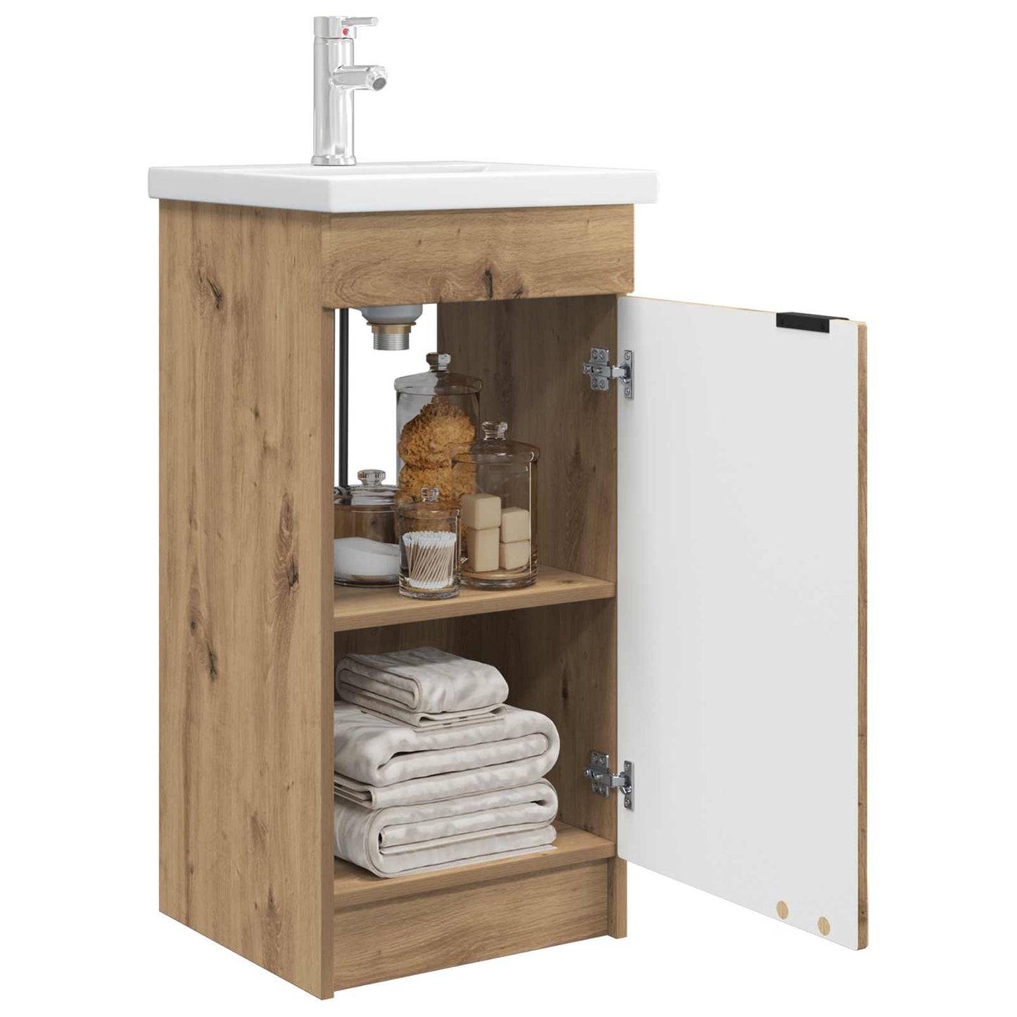 vidaXL Καθρέφτης μπάνιου με νιπτήρα Artisan Δρυς 42 x 40 x 84,5 εκ