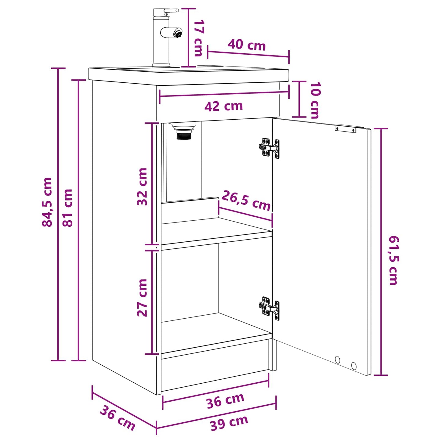 vidaXL Καθρέφτης μπάνιου με νιπτήρα Artisan Δρυς 42 x 40 x 84,5 εκ