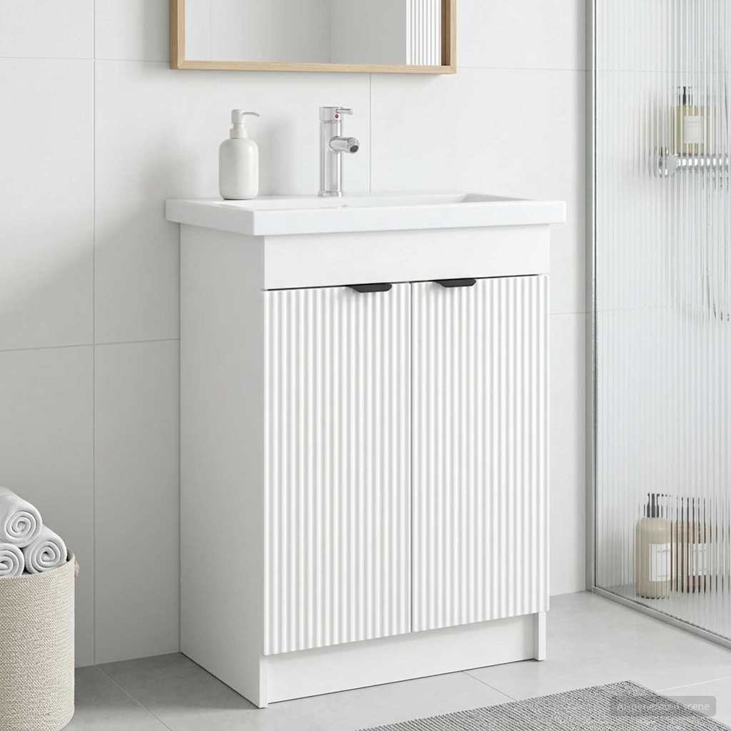 vidaXL Ντουλάπι κάτω από τον νιπτήρα Λευκό 56 x 37,5 x 81 εκ