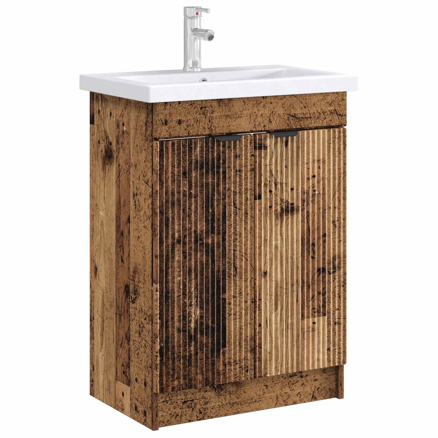 vidaXL Ντουλάπι κάτω από τον νιπτήρα Παλαιωμένο ξύλο 56 x 37,5 x 81 εκ