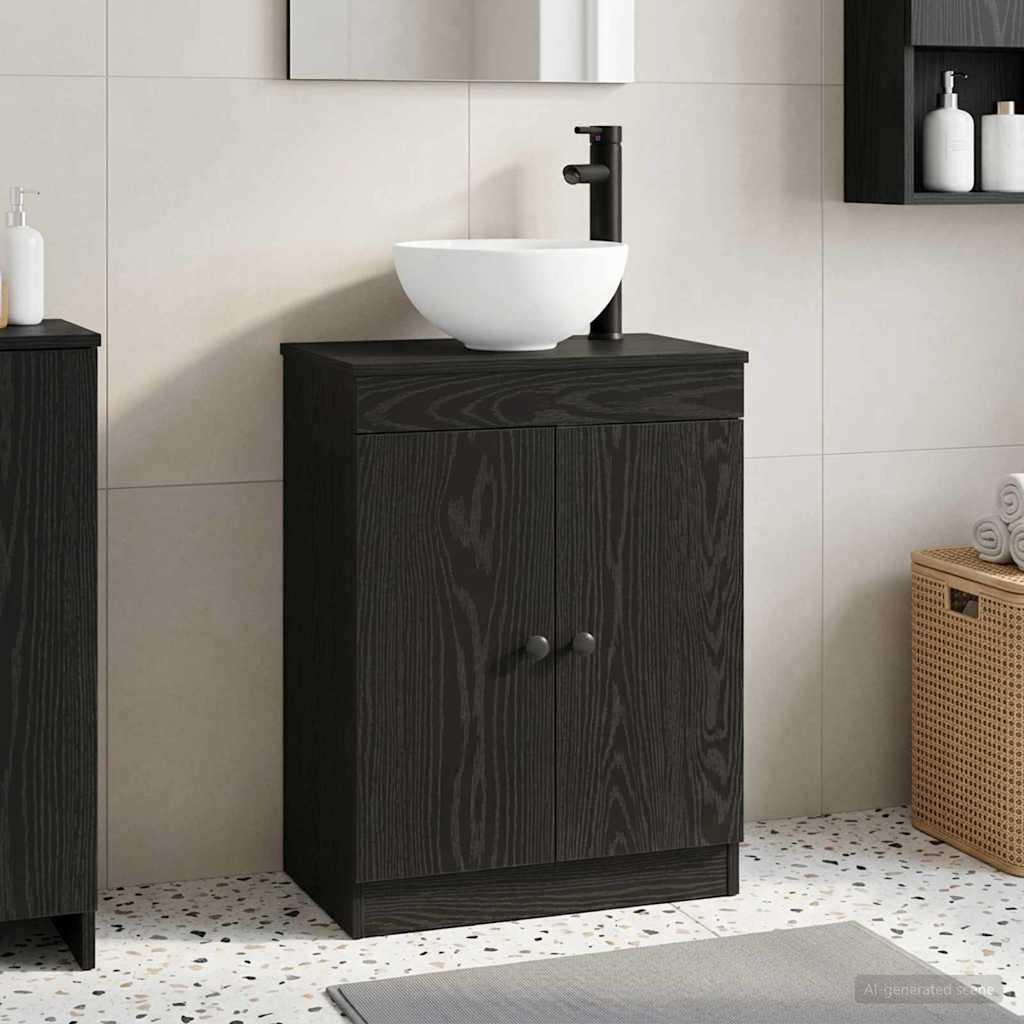 vidaXL Καθρέφτης μπάνιου με νιπτήρα Μαύρο 54 x 35 x 83 εκ