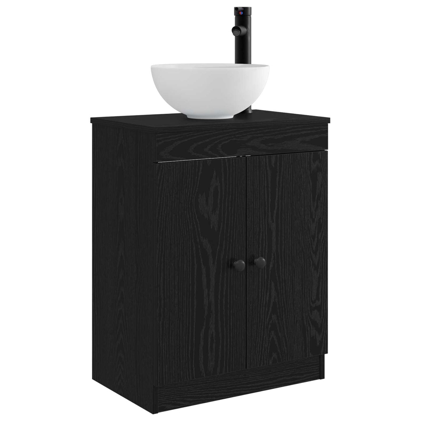 vidaXL Καθρέφτης μπάνιου με νιπτήρα Μαύρο 54 x 35 x 83 εκ
