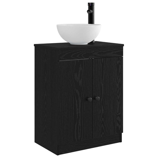 vidaXL Καθρέφτης μπάνιου με νιπτήρα Μαύρο 54 x 35 x 83 εκ