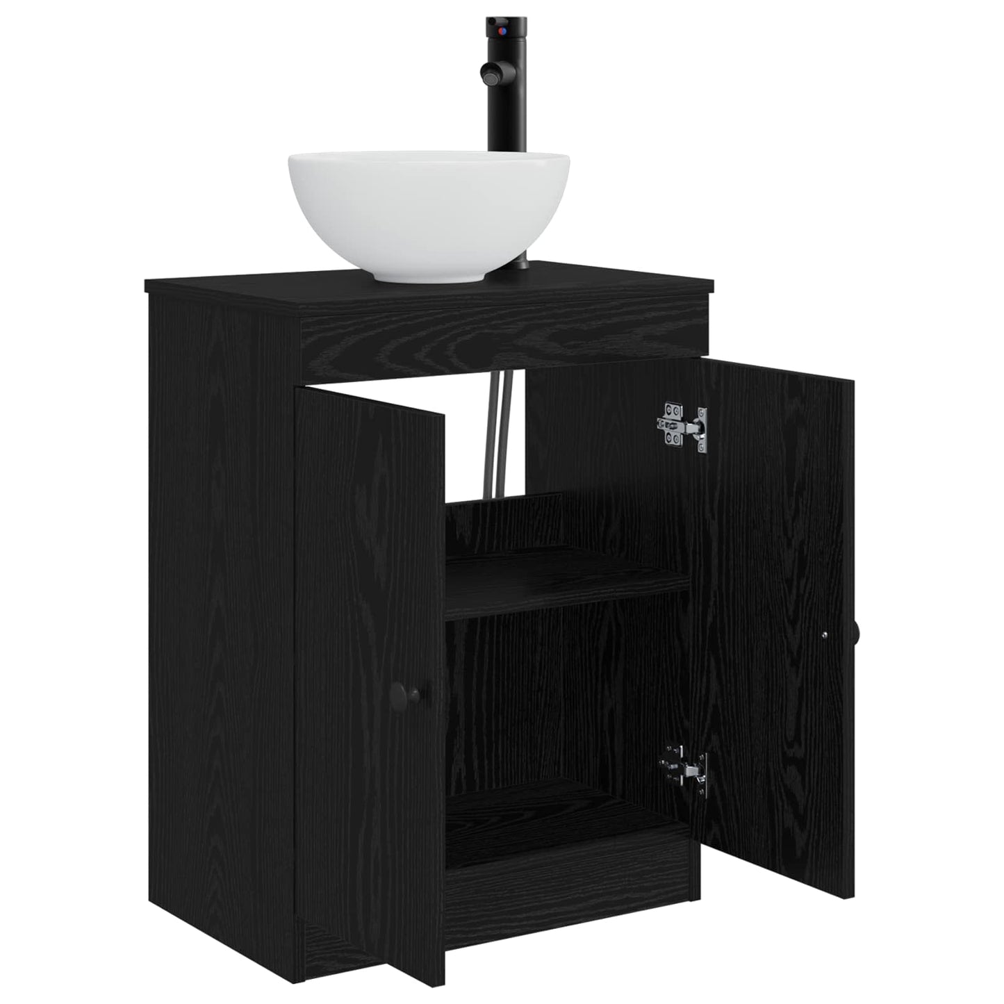 vidaXL Καθρέφτης μπάνιου με νιπτήρα Μαύρο 54 x 35 x 83 εκ