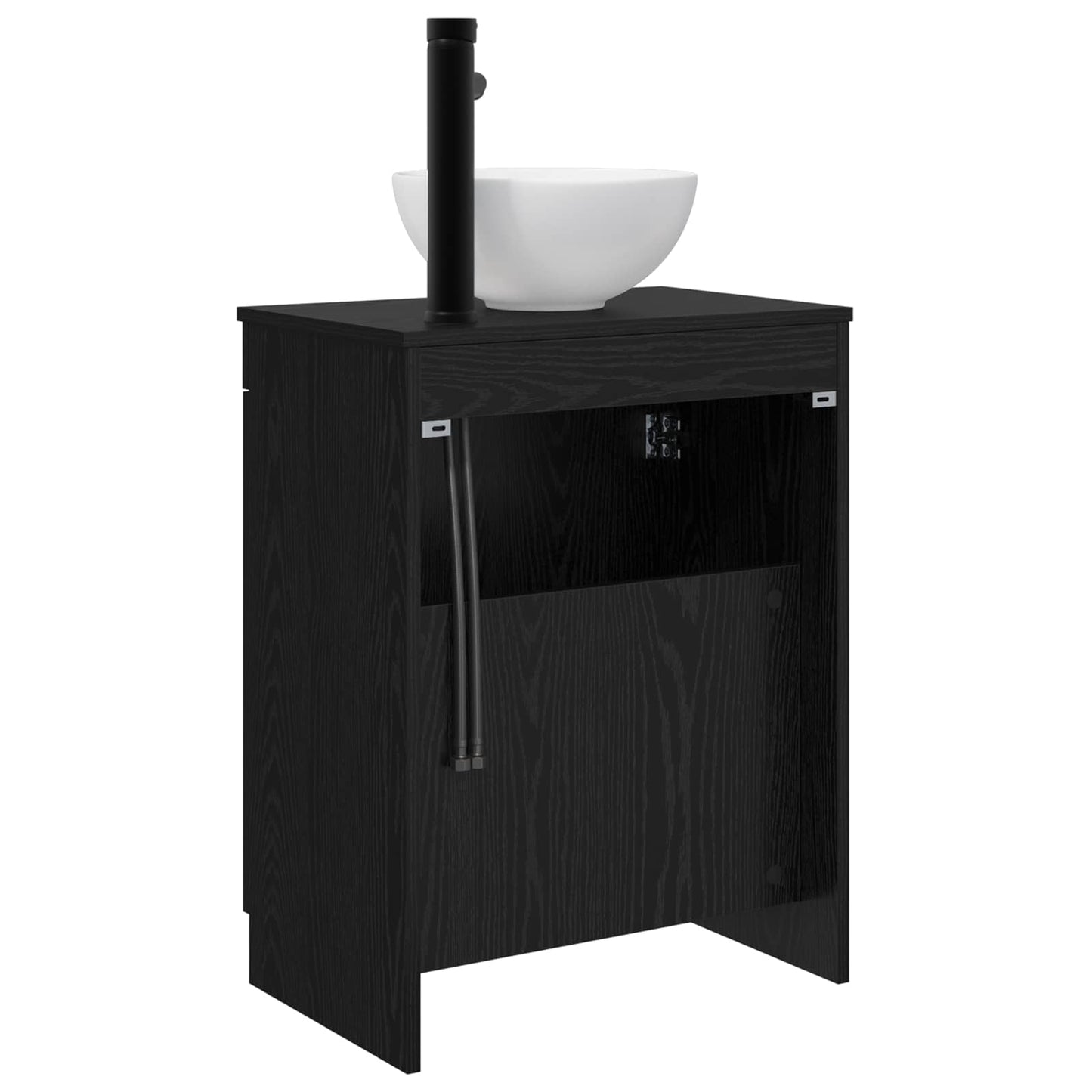 vidaXL Καθρέφτης μπάνιου με νιπτήρα Μαύρο 54 x 35 x 83 εκ