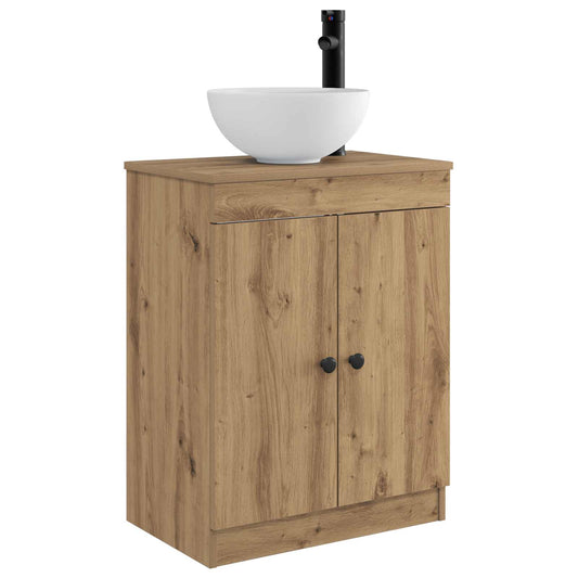 vidaXL Καθρέφτης μπάνιου με νιπτήρα Artisan Δρυς 54 x 35 x 83 εκ
