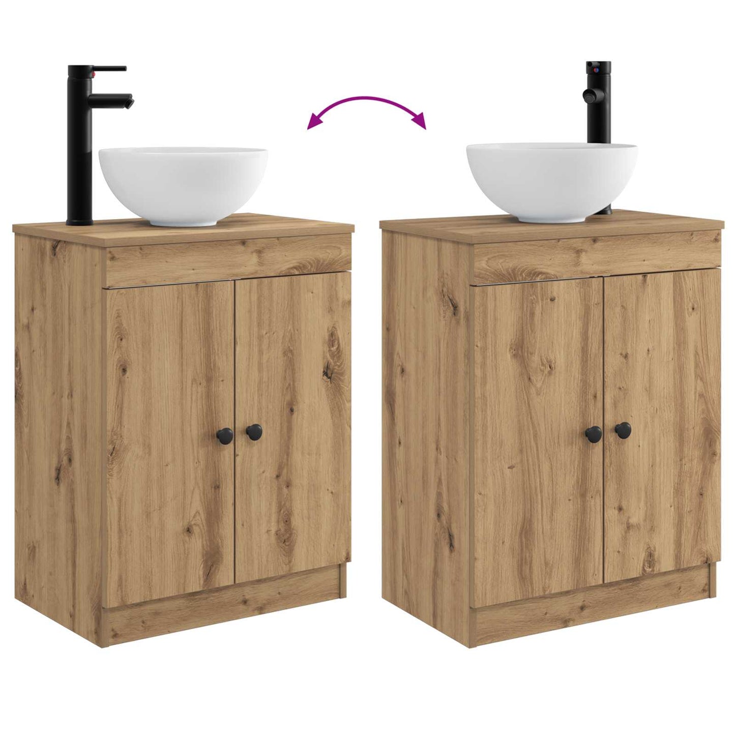 vidaXL Καθρέφτης μπάνιου με νιπτήρα Artisan Δρυς 54 x 35 x 83 εκ