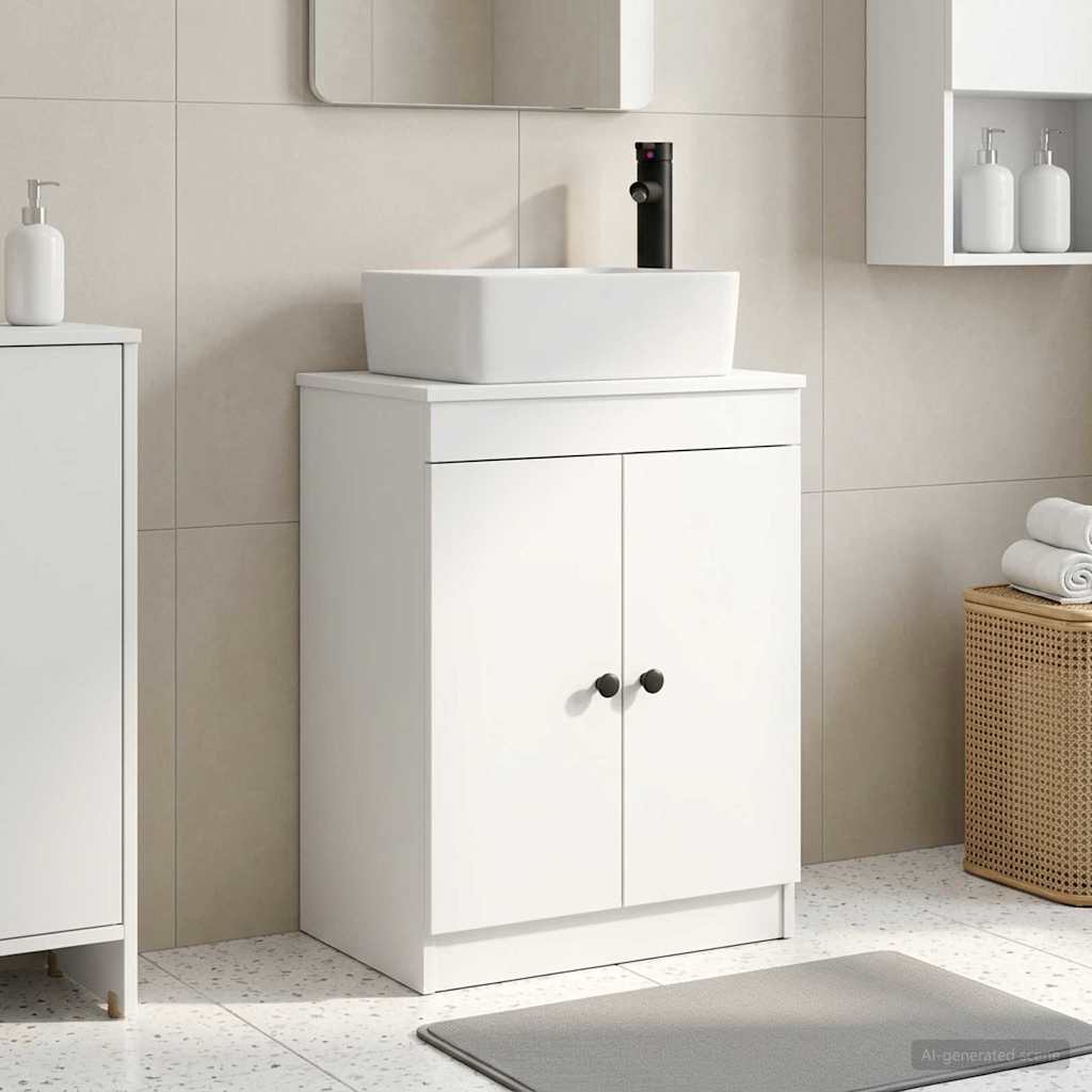 vidaXL Καθρέφτης μπάνιου με νιπτήρα Λευκό 54 x 35 x 83 εκ