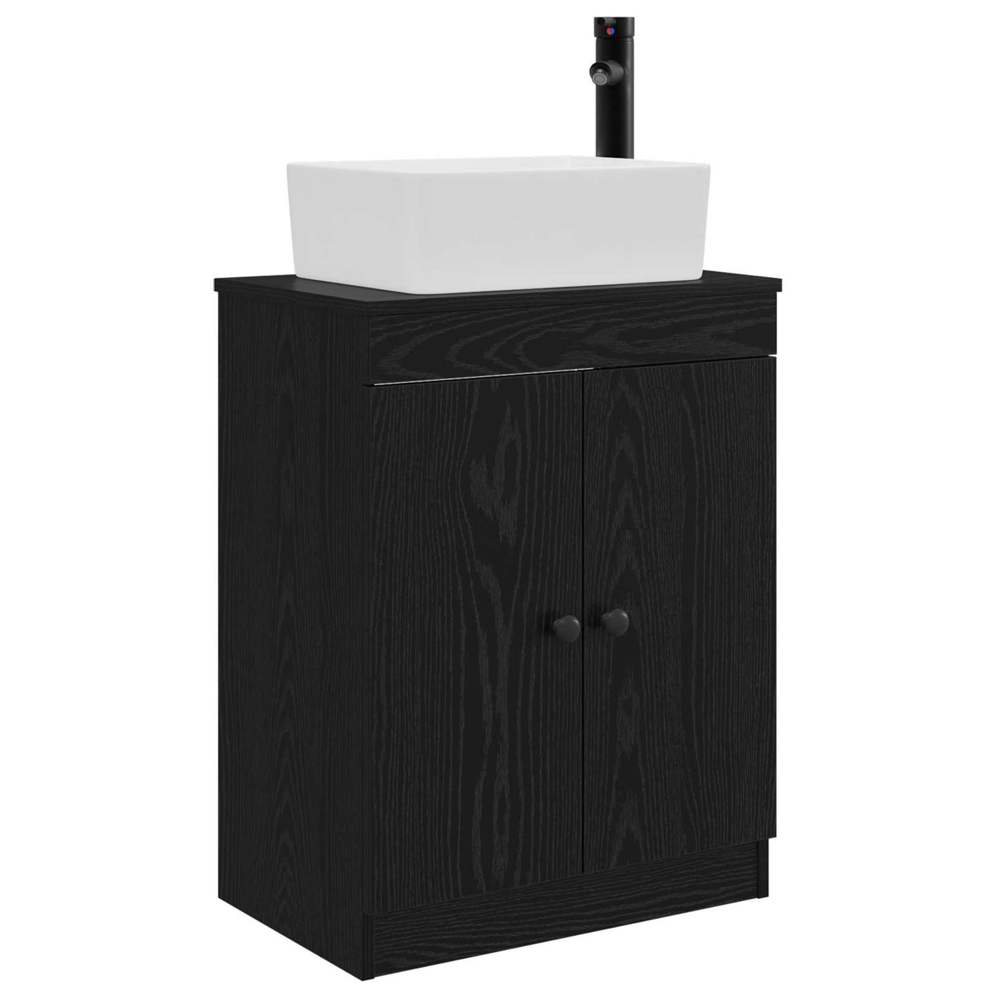 vidaXL Καθρέφτης μπάνιου με νιπτήρα Μαύρο 54 x 35 x 83 εκ