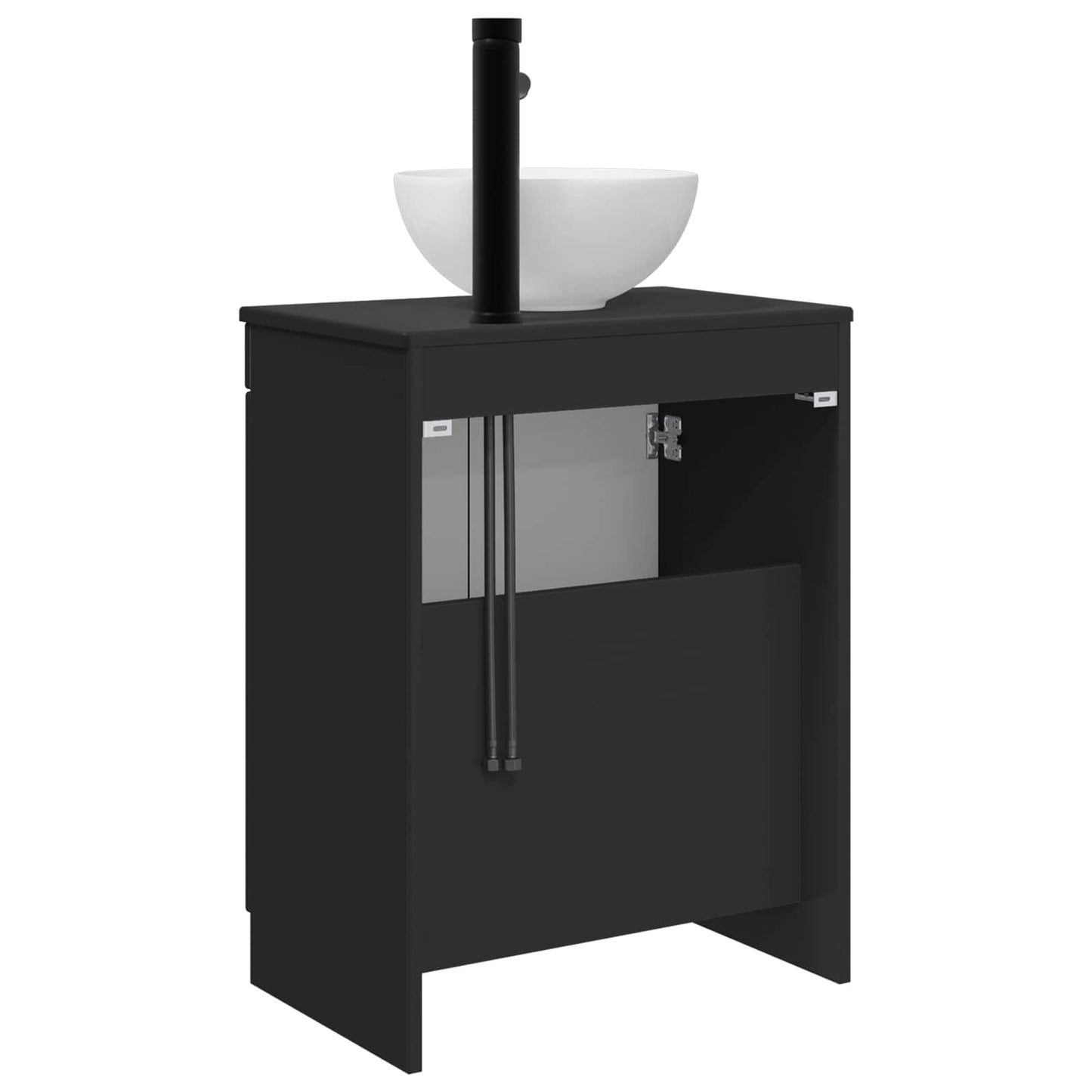 vidaXL Καθρέφτης μπάνιου με νιπτήρα Μαύρο 54 x 35 x 83 εκ