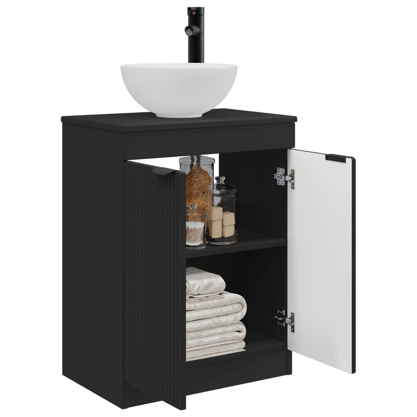 vidaXL Καθρέφτης μπάνιου με νιπτήρα Μαύρο 54 x 35 x 83 εκ