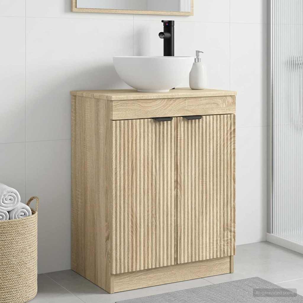 vidaXL Καθρέφτης μπάνιου με νιπτήρα Sonoma Δρυς 54 x 35 x 83 εκ