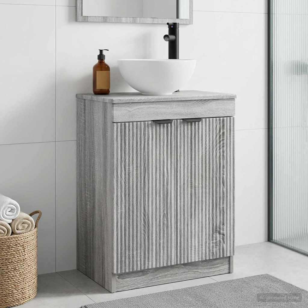 vidaXL Καθρέφτης μπάνιου με νιπτήρα Γκρι Sonoma 54 x 35 x 83 εκ