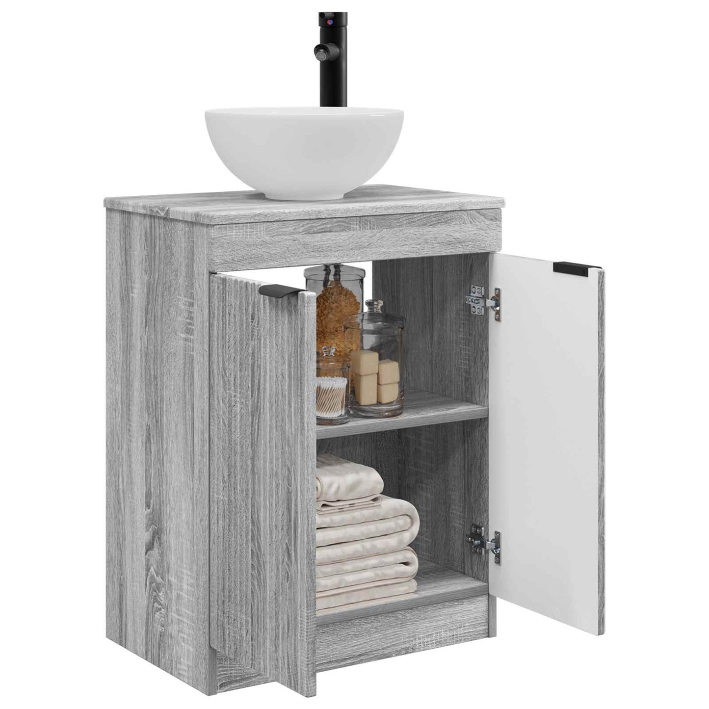 vidaXL Καθρέφτης μπάνιου με νιπτήρα Γκρι Sonoma 54 x 35 x 83 εκ