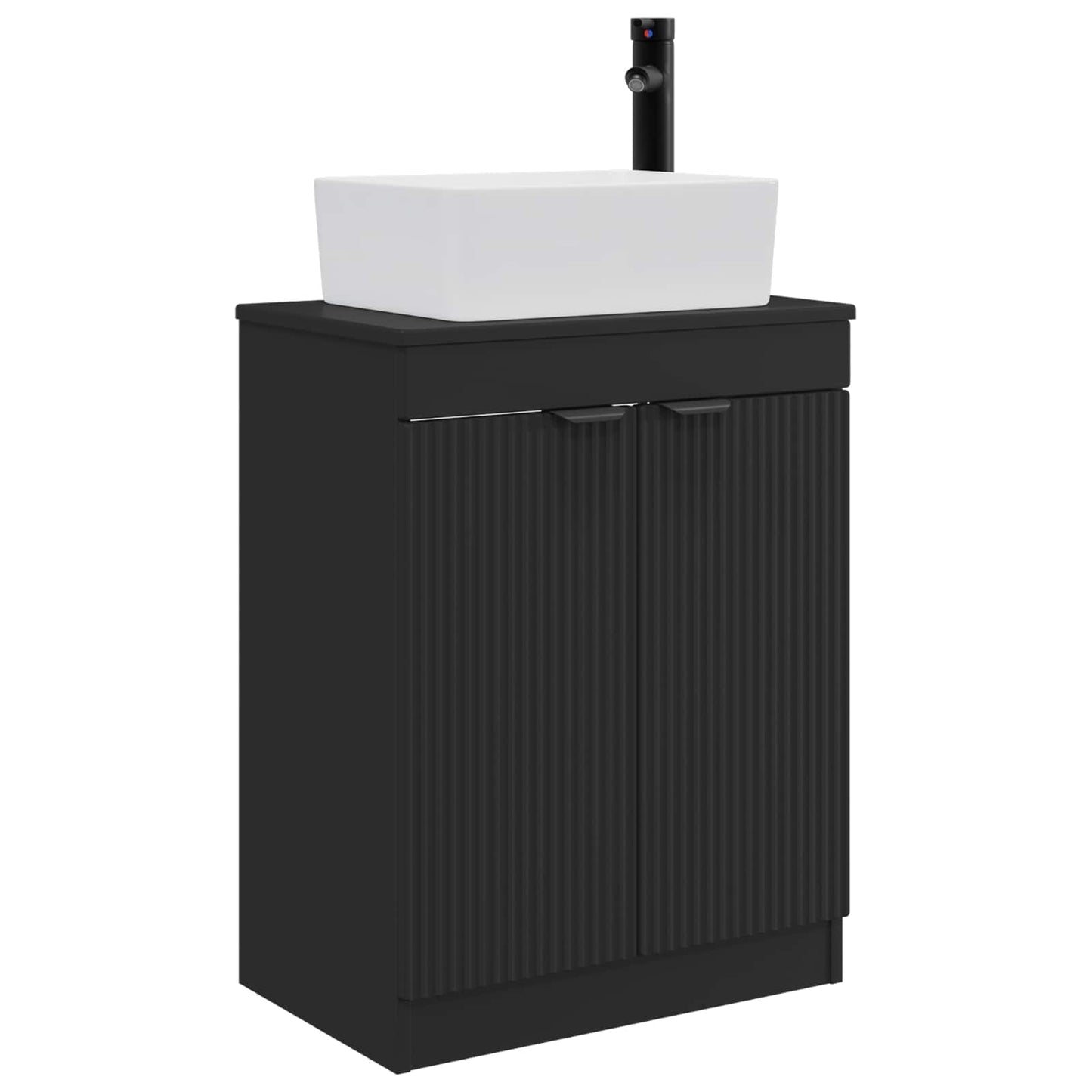 vidaXL Καθρέφτης μπάνιου με νιπτήρα Μαύρο 54 x 35 x 83 εκ