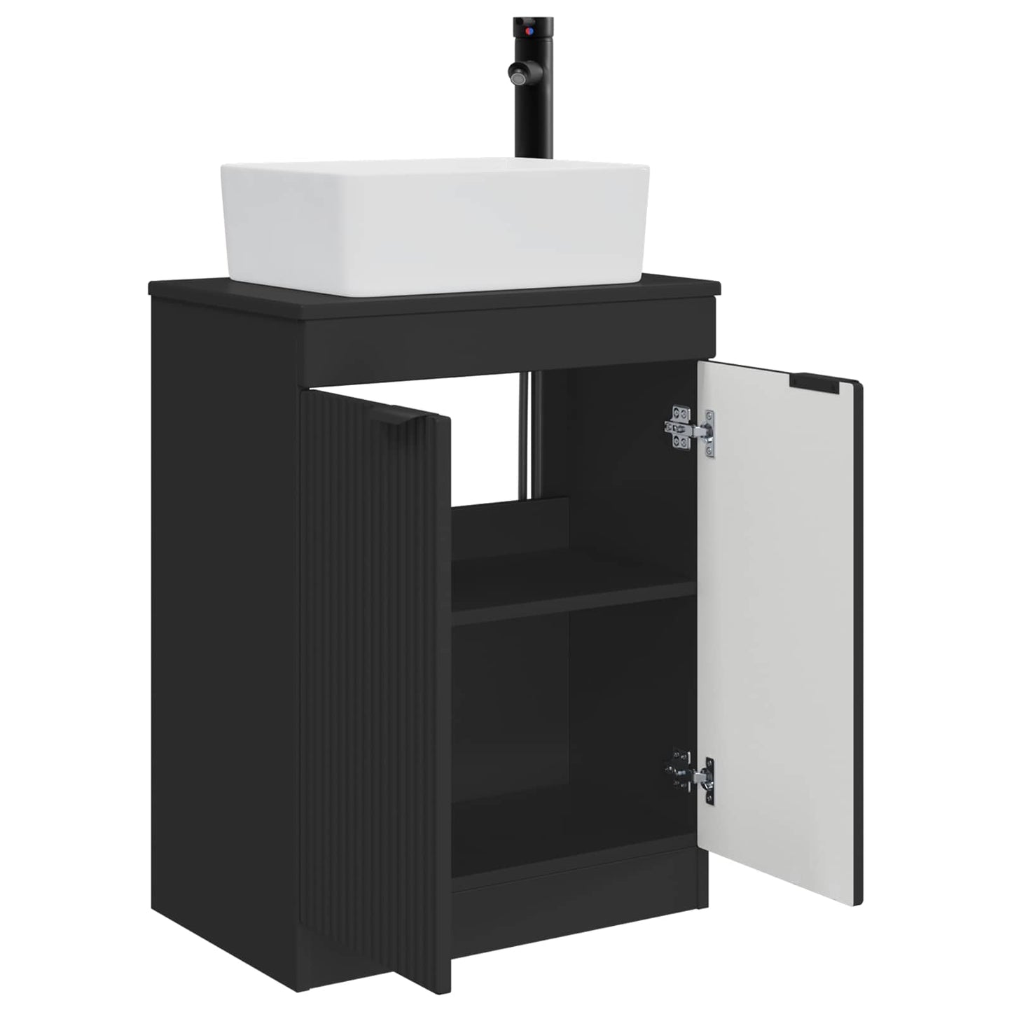 vidaXL Καθρέφτης μπάνιου με νιπτήρα Μαύρο 54 x 35 x 83 εκ