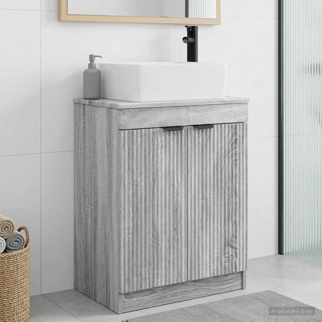 vidaXL Καθρέφτης μπάνιου με νιπτήρα Γκρι Sonoma 54 x 35 x 83 εκ
