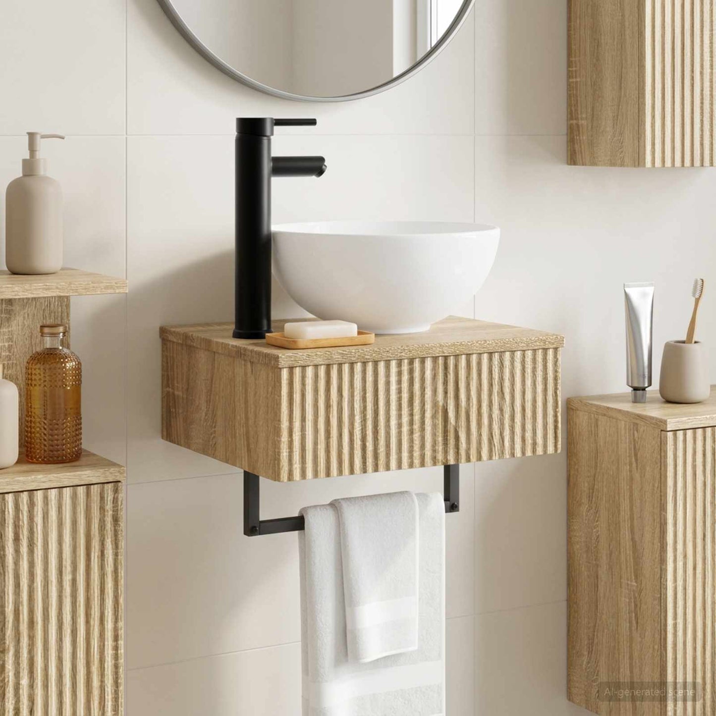 vidaXL Νιπτήρας Τοίχου Sonoma Δρυς 40 x 35 x 39 εκ. Επεξεργασμένο Ξύλο