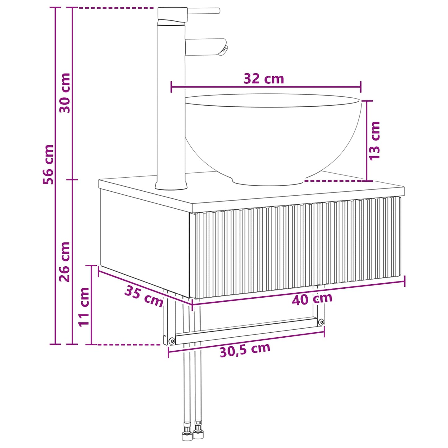 vidaXL Νιπτήρας Τοίχου Sonoma Δρυς 40 x 35 x 39 εκ. Επεξεργασμένο Ξύλο