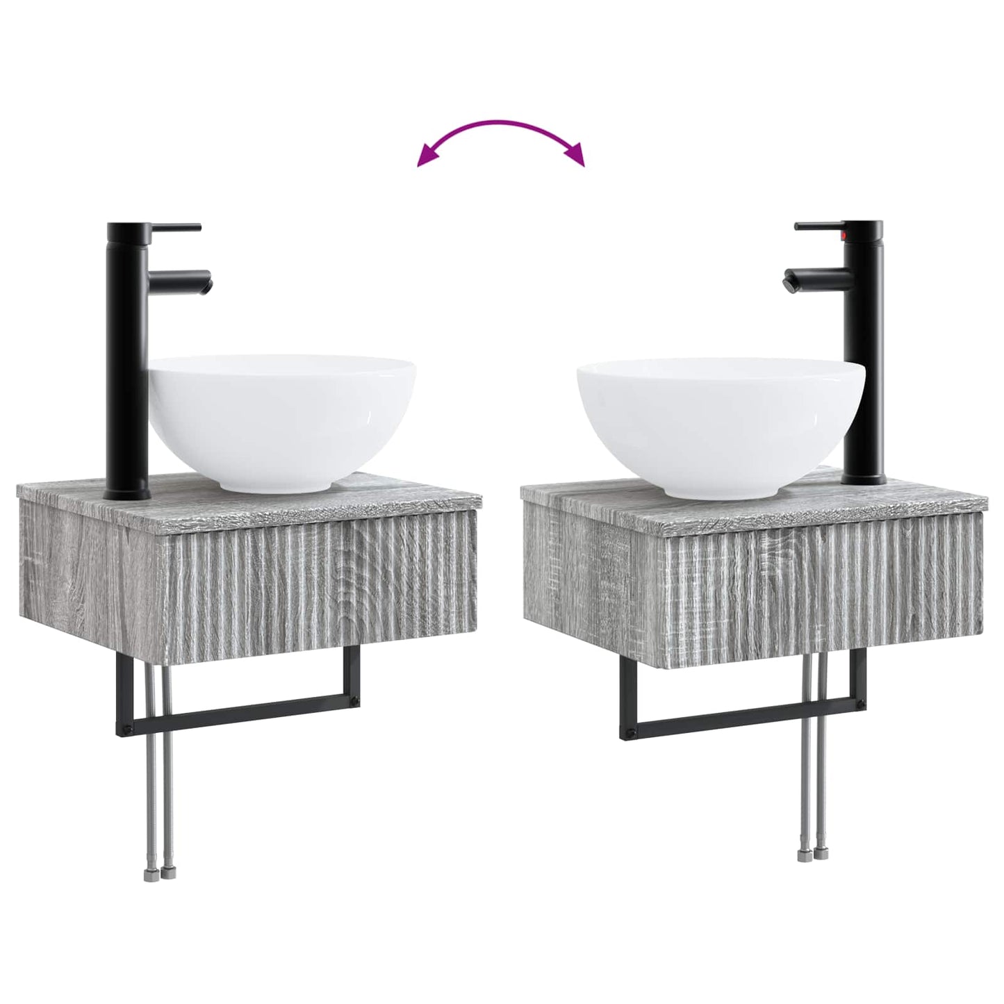 vidaXL Νιπτήρας Τοίχου Γκρι Sonoma 40 x 35 x 39 εκ. Επεξεργασμένο Ξύλο