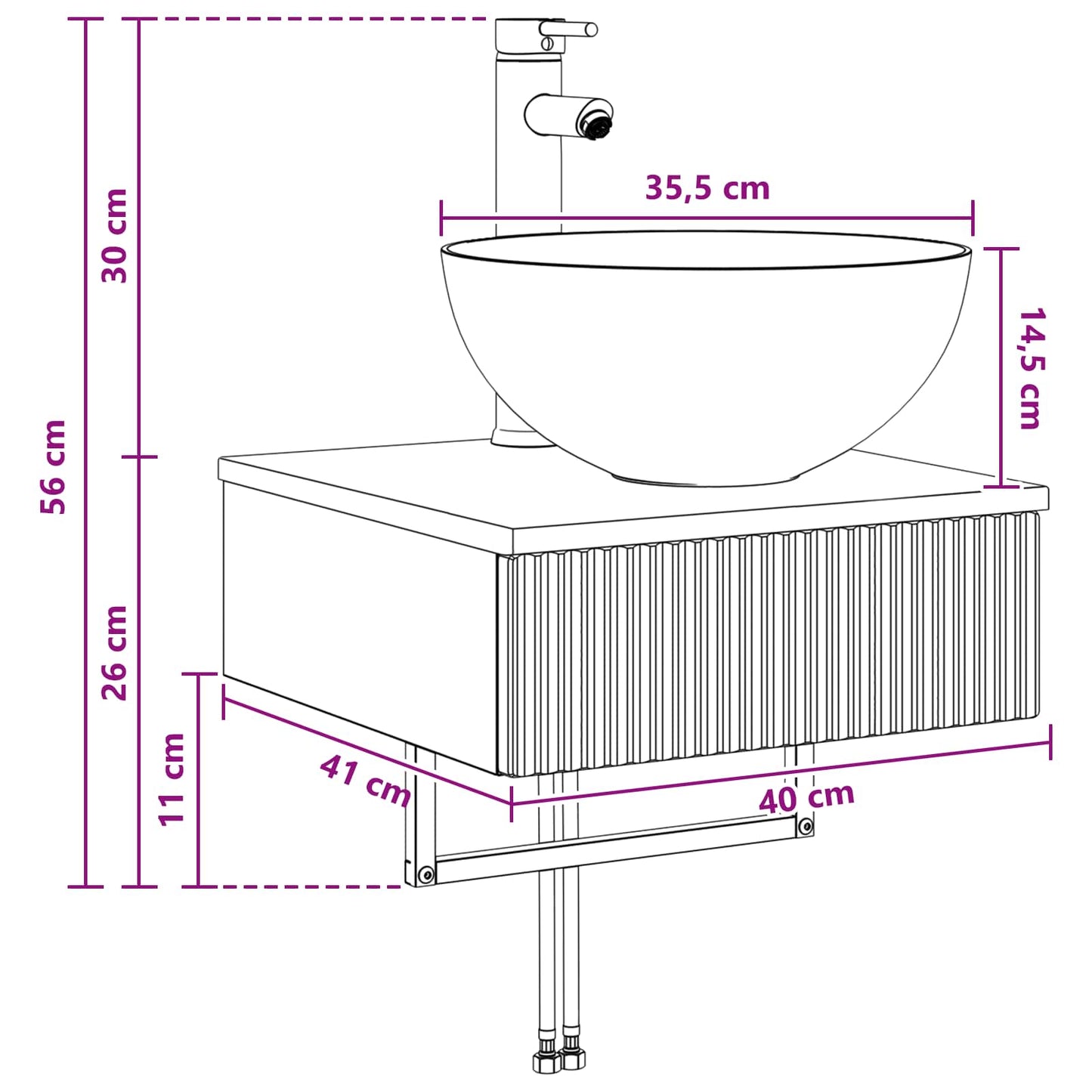 vidaXL Νιπτήρας Τοίχου Sonoma Δρυς 40 x 41 x 40,5 εκ