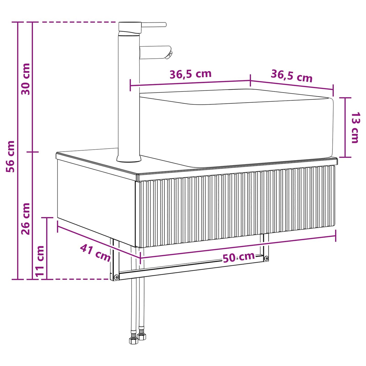 vidaXL Νιπτήρας Τοίχου Sonoma Δρυς 50 x 41 x 39 εκ. Επεξεργασμένο Ξύλο