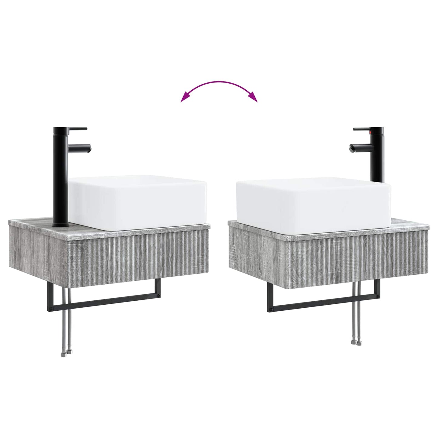 vidaXL Νιπτήρας Τοίχου Γκρι Sonoma 50 x 41 x 39 εκ. Επεξεργασμένο Ξύλο