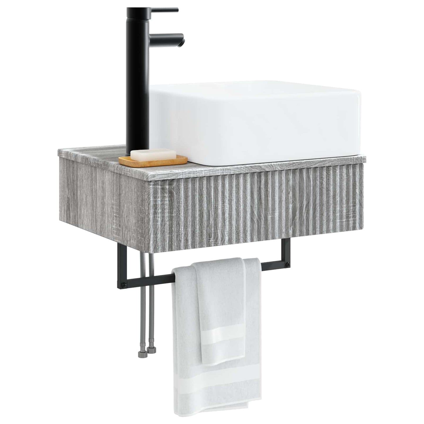 vidaXL Νιπτήρας Τοίχου Γκρι Sonoma 50 x 41 x 39 εκ. Επεξεργασμένο Ξύλο