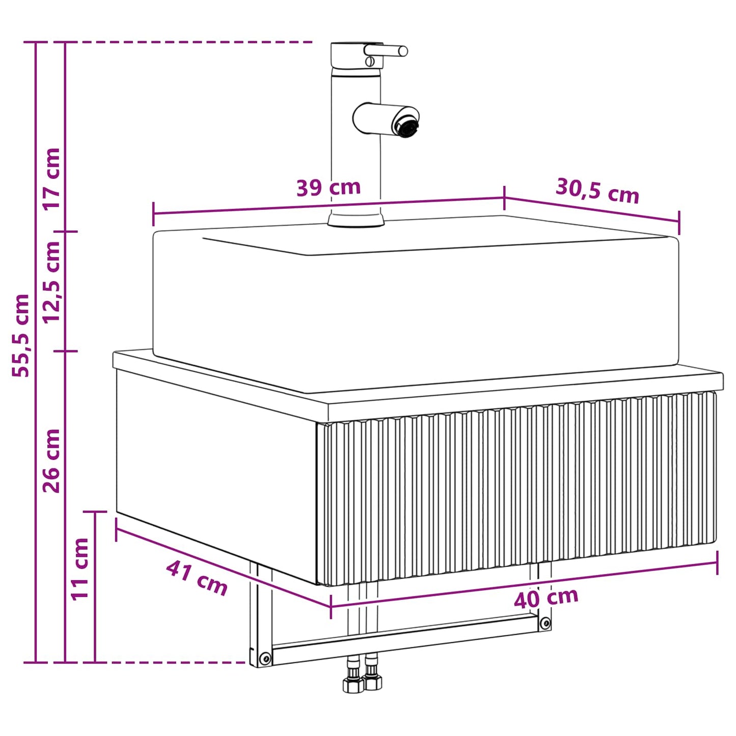 vidaXL Νιπτήρας Τοίχου Sonoma Δρυς 40 x 41 x 39 εκ. Επεξεργασμένο Ξύλο