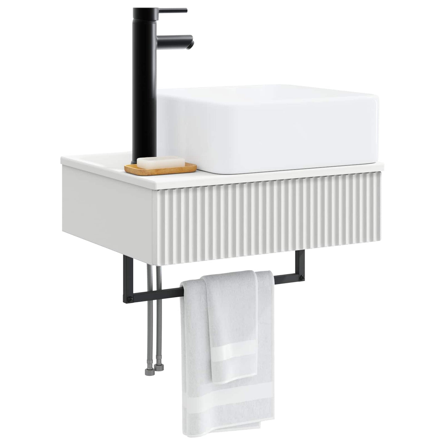 vidaXL Νιπτήρας Τοίχου Λευκό 53 x 35 x 39 εκ Επεξεργασμένο Ξύλο