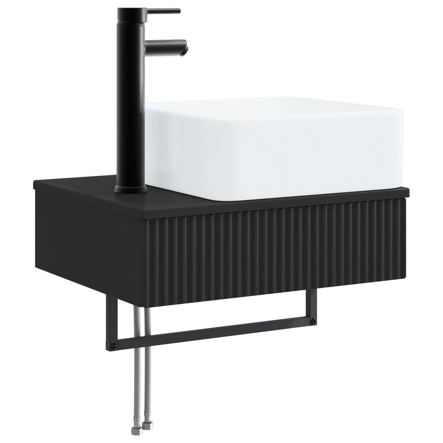 vidaXL Νιπτήρας Τοίχου Μαύρο 53 x 35 x 39 εκ Επεξεργασμένο Ξύλο