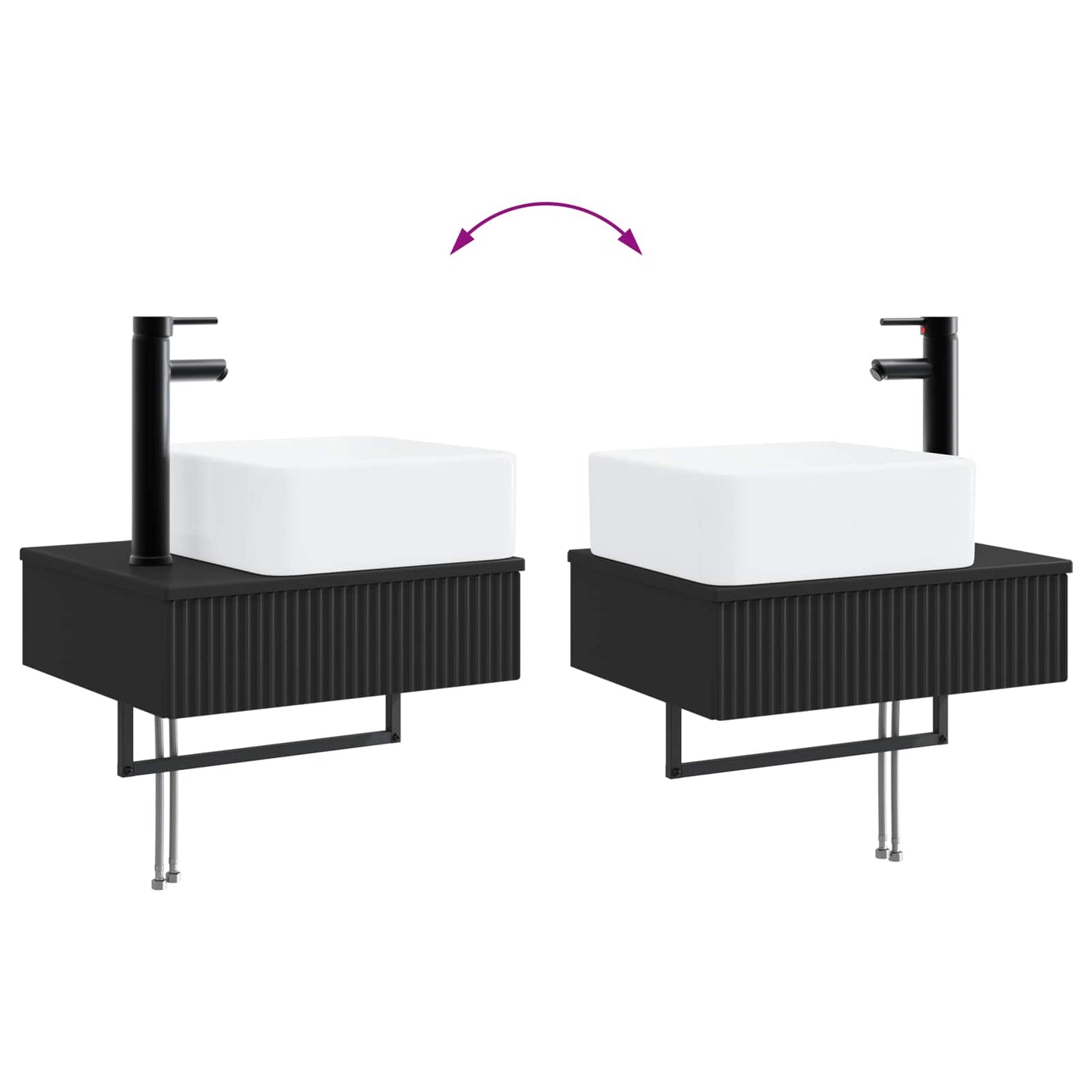 vidaXL Νιπτήρας Τοίχου Μαύρο 53 x 35 x 39 εκ Επεξεργασμένο Ξύλο