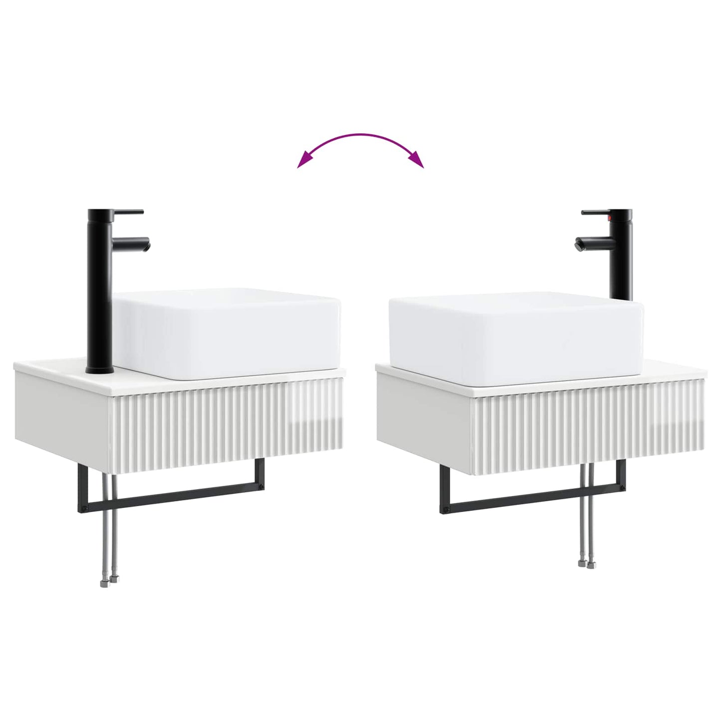 vidaXL Νιπτήρας Τοίχου Γυαλιστερό Λευκό 53 x 35 x 39 εκ