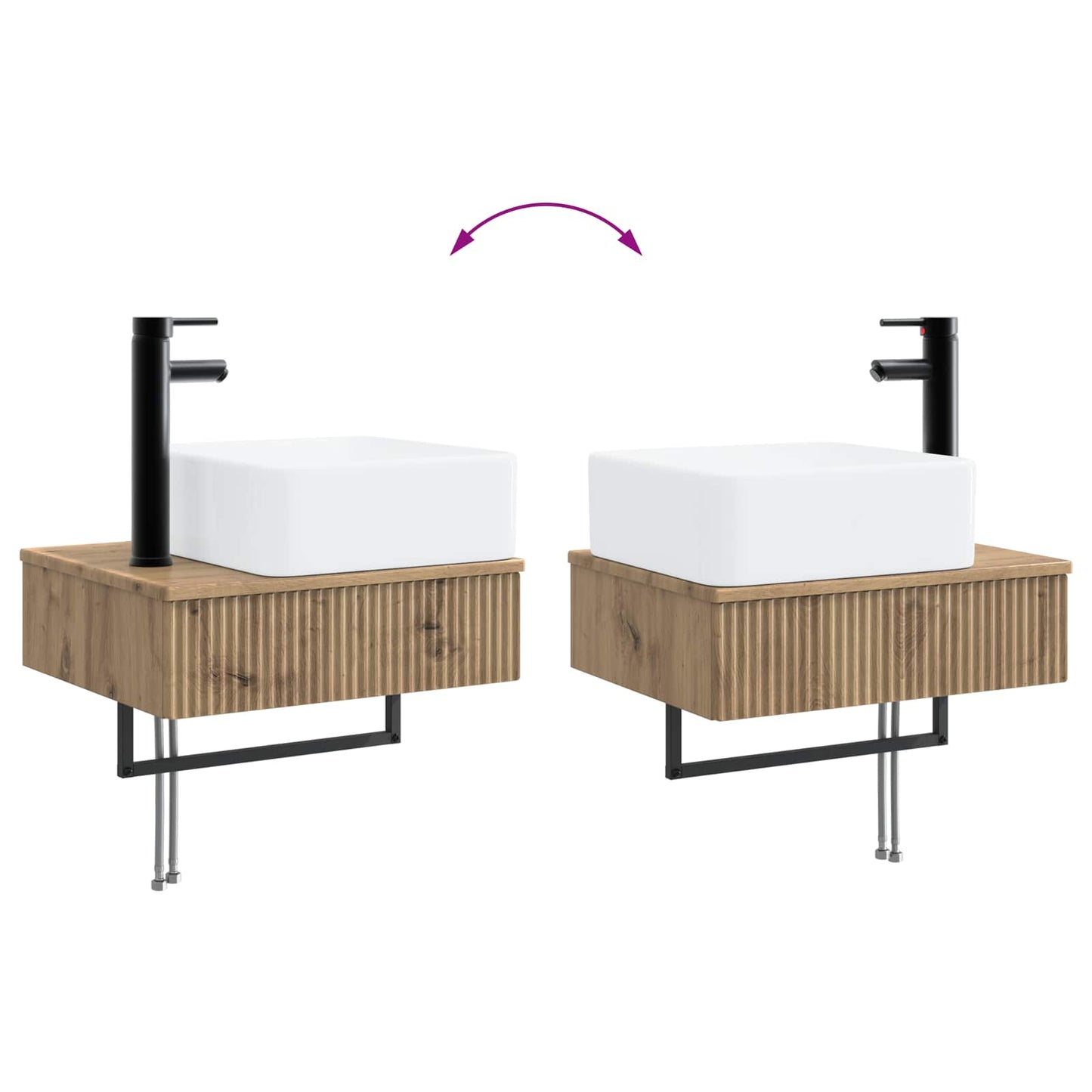 vidaXL Νιπτήρας Τοίχου Artisan Δρυς 53 x 35 x 39 εκ Επεξεργασμένο Ξύλο