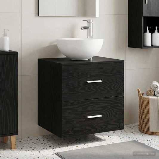 vidaXL Τοίχου Νιπτήρας Βανίτα Μαύρη Δρυς 49,5 x 35 x 63 εκ