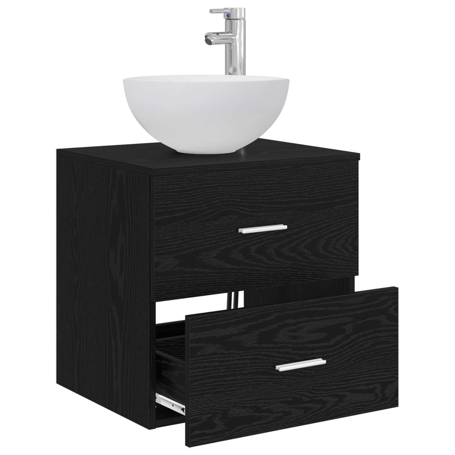 vidaXL Επιτοίχια Λεκάνη Έπιπλο Μαύρη Δρυς 49,5 x 41 x 64,5 εκ