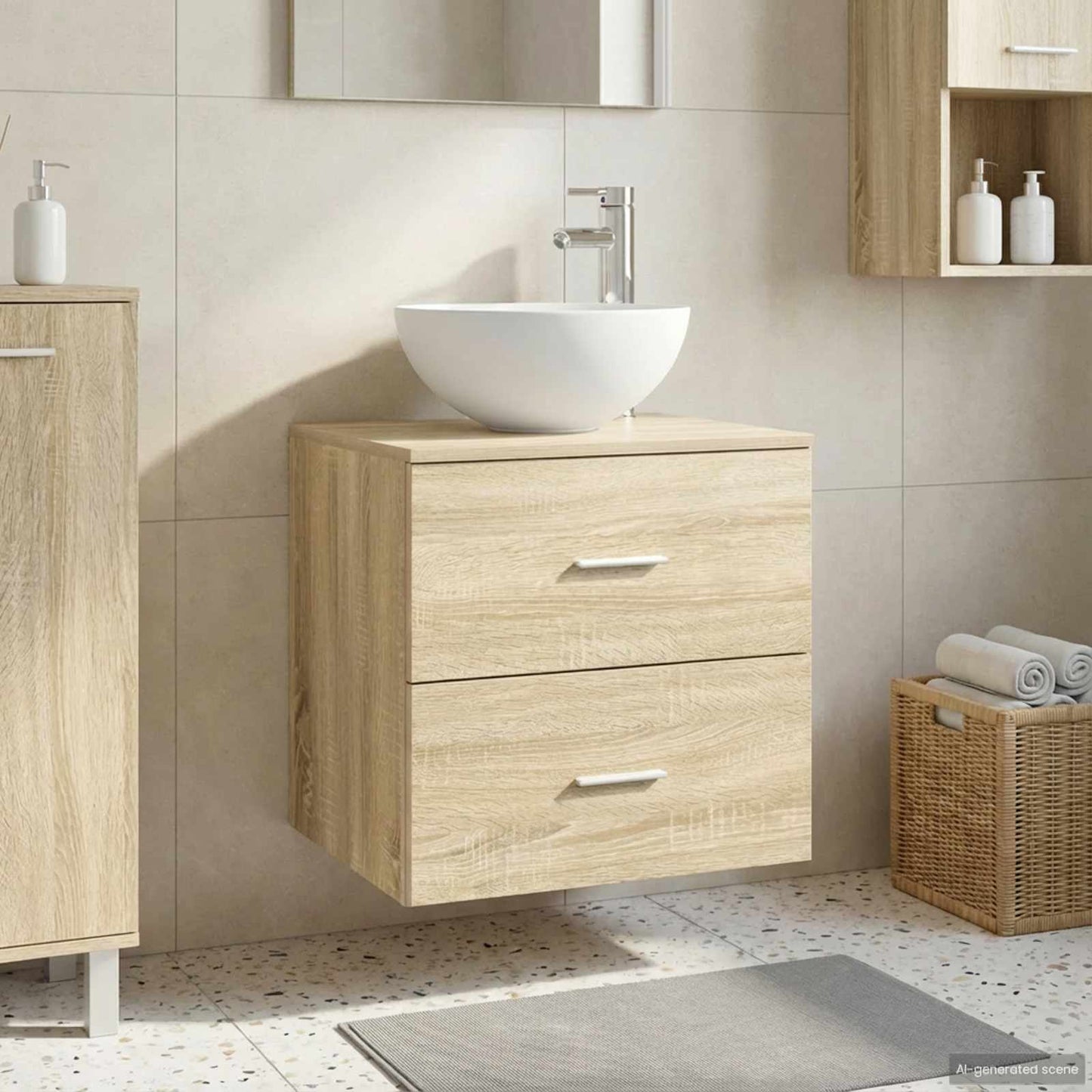 vidaXL Επιτοίχια Λεκάνη Έπιπλο Sonoma Δρυς 49,5 x 41 x 64,5 εκ