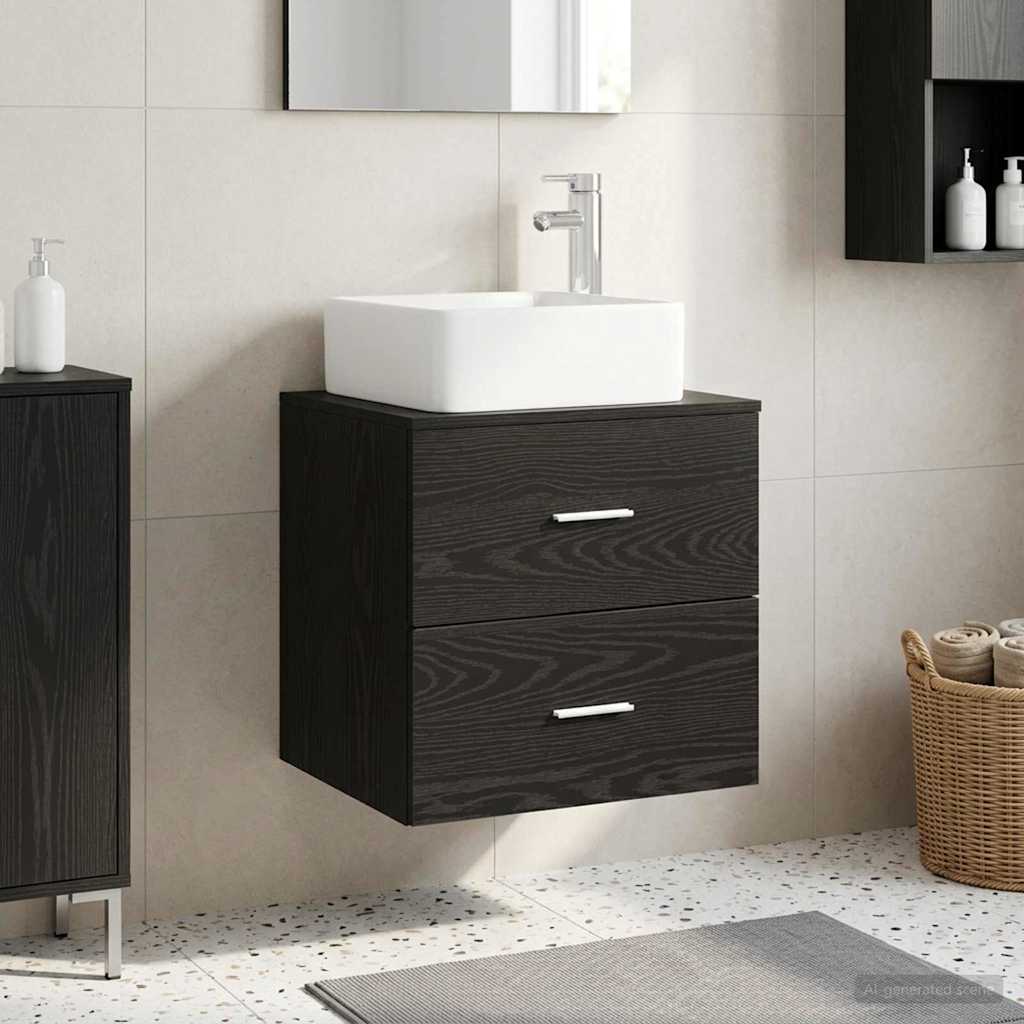 vidaXL Επιτοίχια Λεκάνη Έπιπλο Μαύρη Δρυς 53 x 34,5 x 63 εκ
