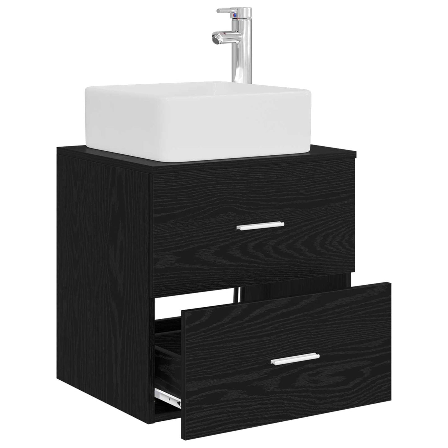 vidaXL Επιτοίχια Λεκάνη Έπιπλο Μαύρη Δρυς 53 x 34,5 x 63 εκ