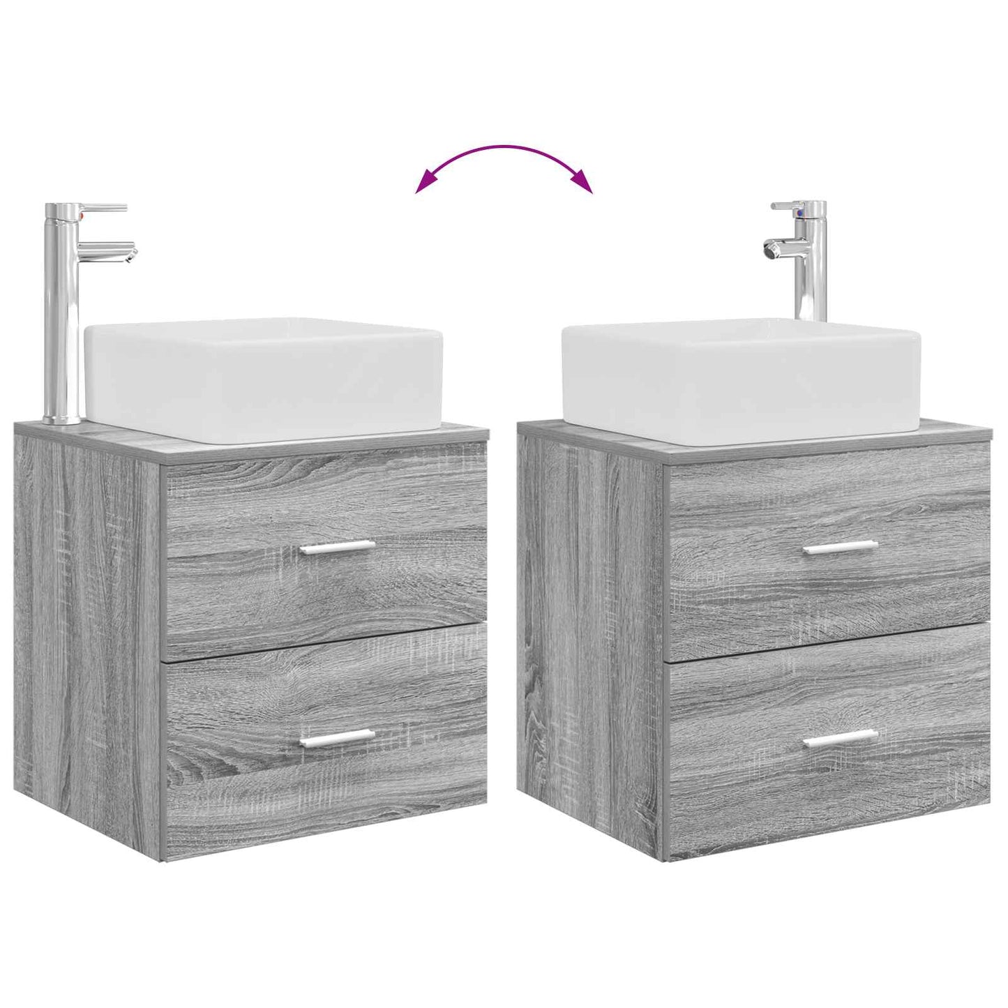 vidaXL Επιτοίχια Λεκάνη Έπιπλο Γκρι Sonoma 53 x 34,5 x 63 εκ