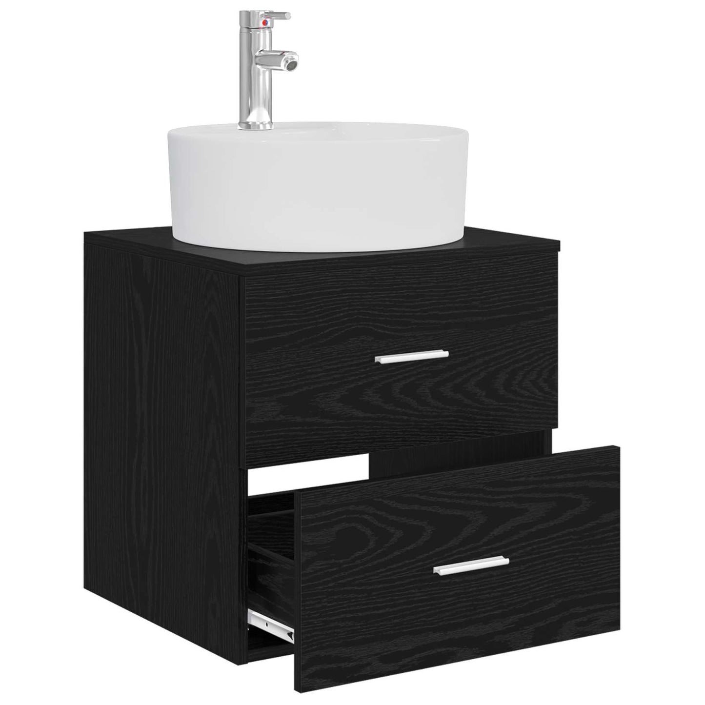 vidaXL Επιτοίχια Λεκάνη Έπιπλο Μαύρη Δρυς 49,5 x 44,5 x 65 εκ