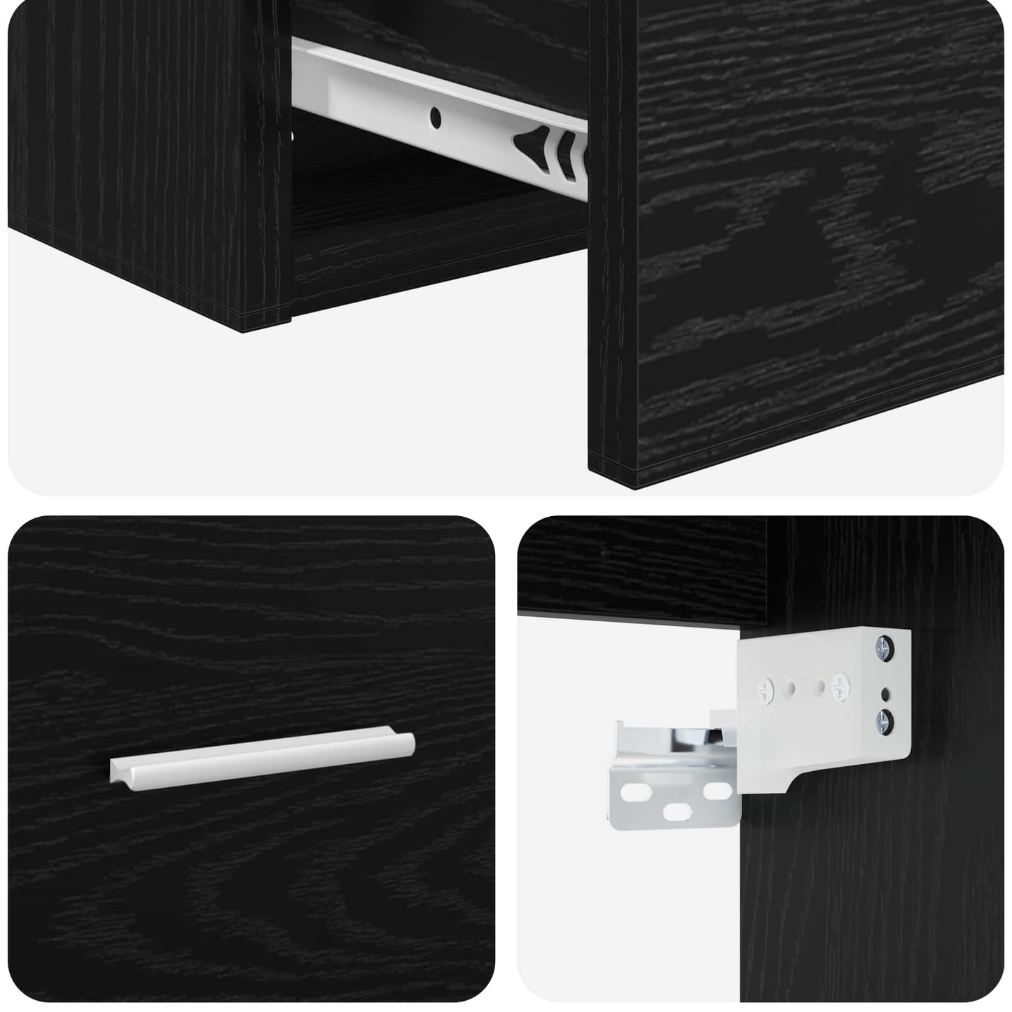 vidaXL Επιτοίχια Λεκάνη Έπιπλο Μαύρη Δρυς 49,5 x 44,5 x 66,5 εκ.