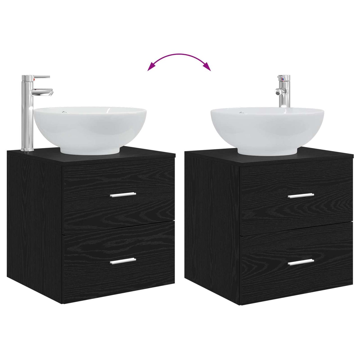 vidaXL Επιτοίχια Λεκάνη Έπιπλο Μαύρη Δρυς 49,5 x 44,5 x 66,5 εκ.