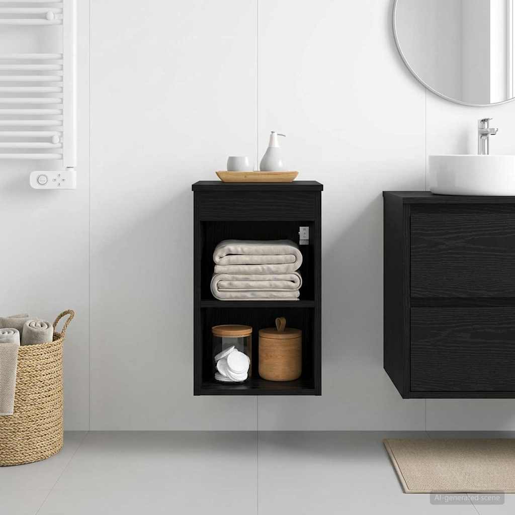 vidaXL Ντουλάπι Μπάνιου Ενδιάμεσο Μαύρη Δρυς 30 x 41 x 50 εκ.