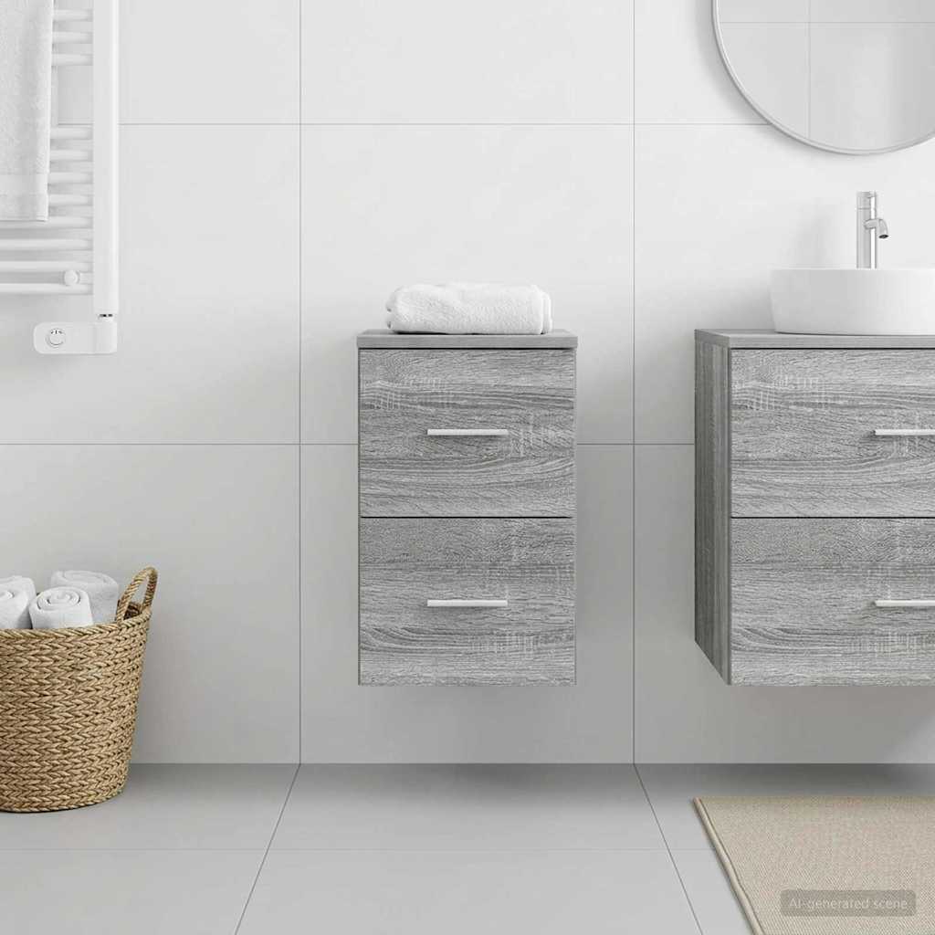 vidaXL Ντουλάπι Μπάνιου Ενδιάμεσο Γκρι Sonoma 30 x 41 x 50 εκ.